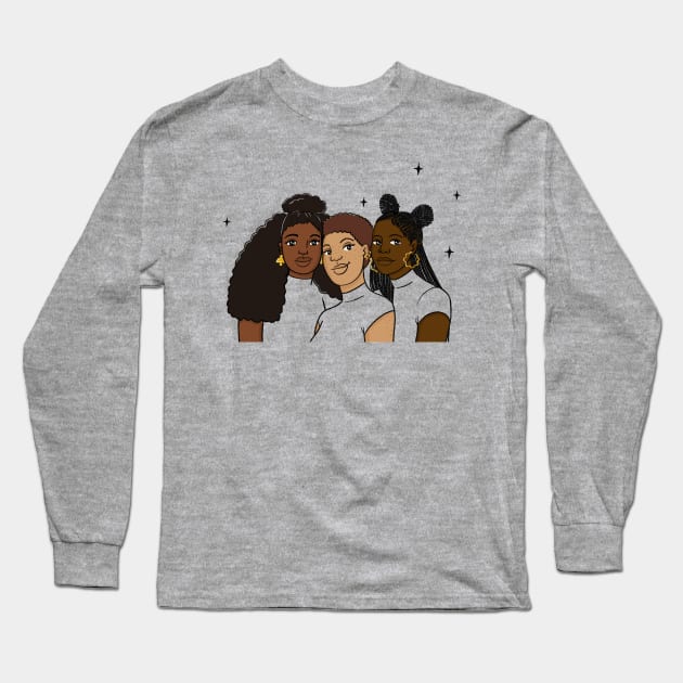 Brown Skin Girls Long Sleeve T-Shirt by Coily And Cute